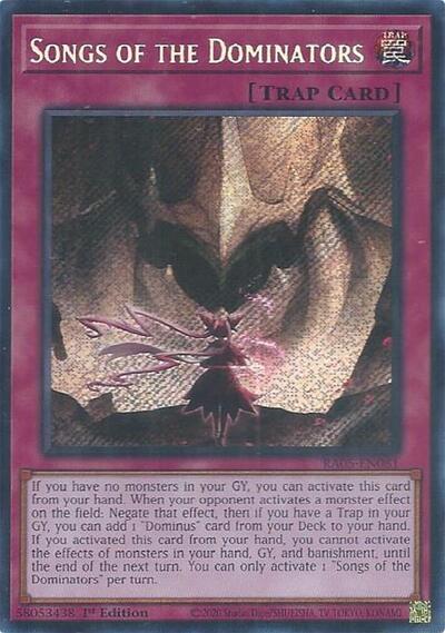 Songs of the Dominators (Secret Rare) (RA05-EN081) [Rarity Collection 5]