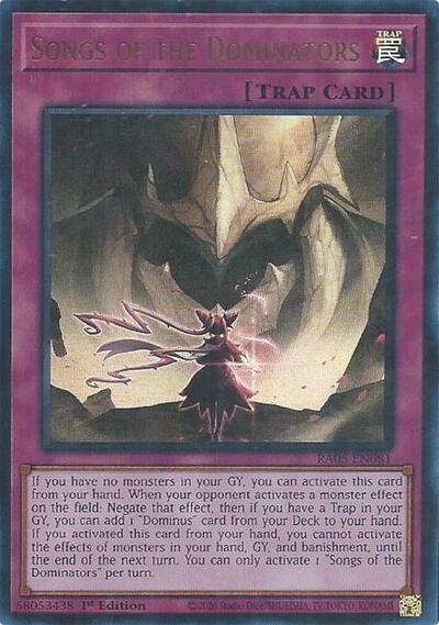 Songs of the Dominators (Ultra Rare) (RA05-EN081) [Rarity Collection 5]