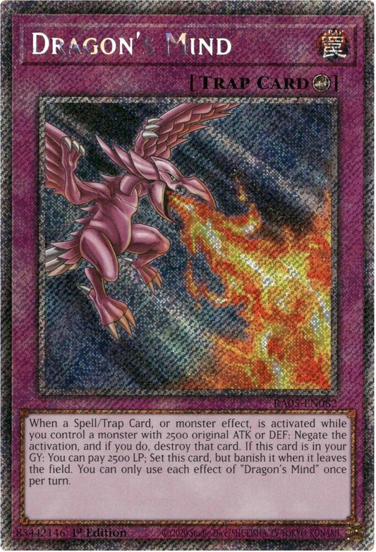 Dragon's Mind (Platinum Secret Rare) (RA05-EN082) [Rarity Collection 5]