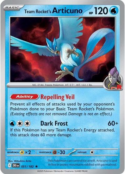 Team Rocket's Articuno - 051/182 (Non-Holo) (051/182) [Deck Exclusives]