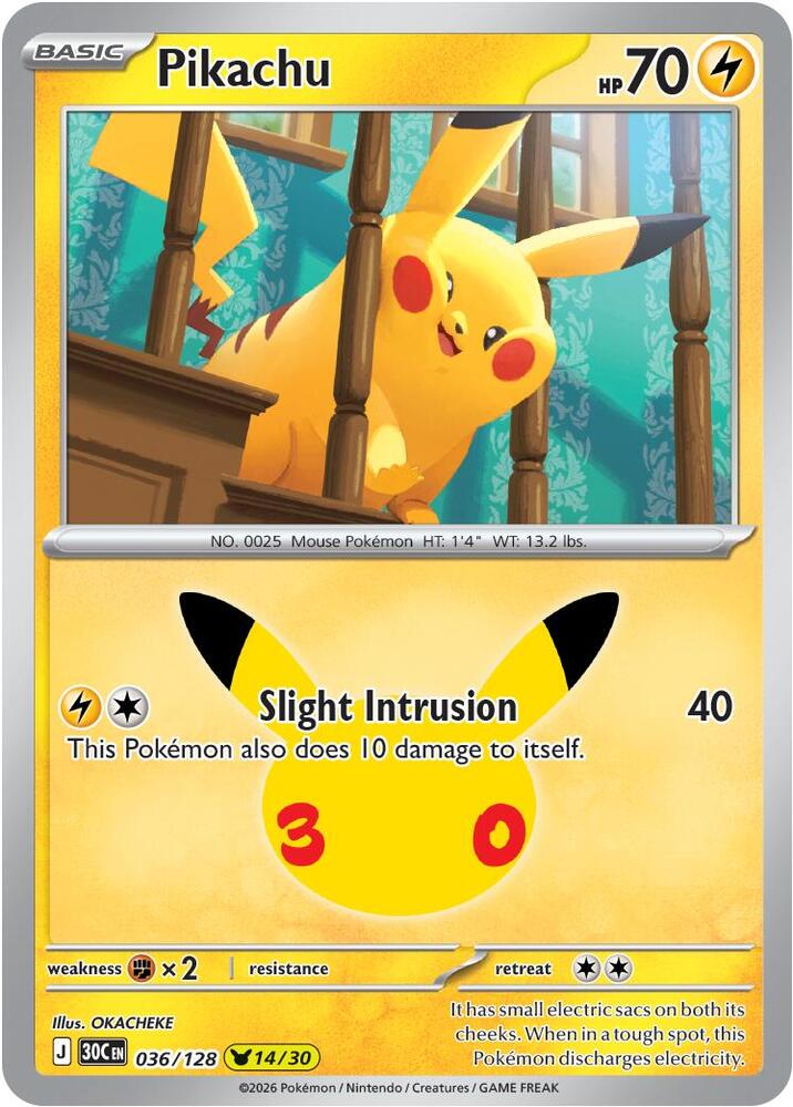 Pikachu - 036/128 (036/128) [ME: 30th Celebration]