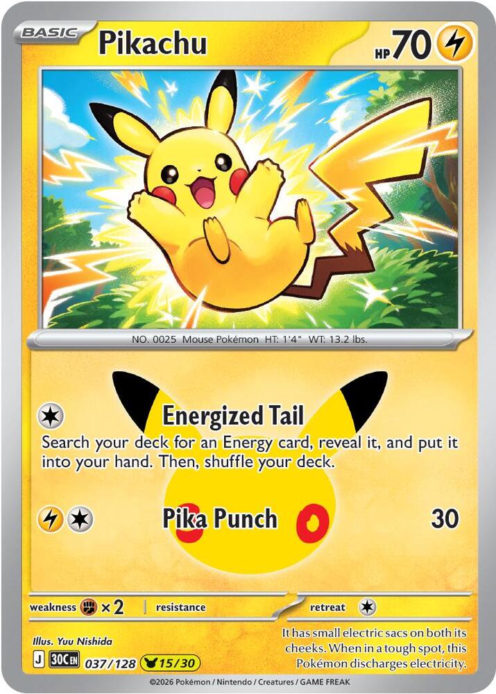 Pikachu - 037/128 (037/128) [ME: 30th Celebration]