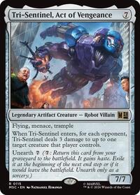 Tri-Sentinel, Act of Vengeance (Surge Foil) (115) [Commander: Marvel Super Heroes]