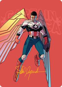 Captain America, Wings of Freedom Art Card (22/45) (Gold-Stamped Signature) (22) [Art Series: Marvel Super Heroes]