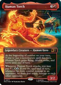Human Torch (Borderless) (Surge Foil) (877) [Commander: Marvel Super Heroes]