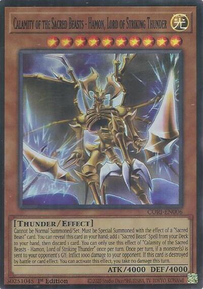 Calamity of the Sacred Beasts - Hamon, Lord of Striking Thunder (CORI-EN006) [Chaos Origins]