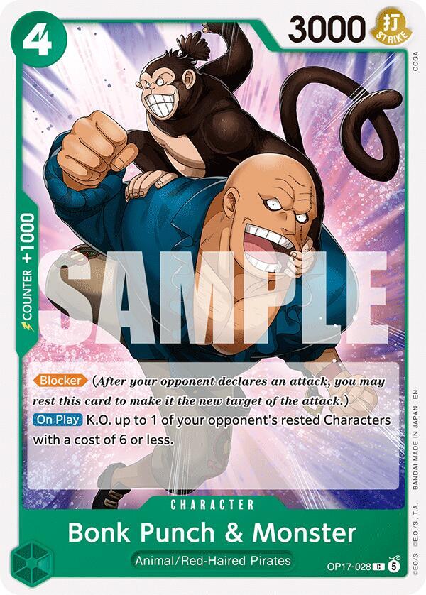 Bonk Punch & Monster (OP17-028) [The World's Strongest Warriors]