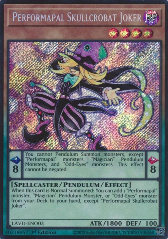 Performapal Skullcrobat Joker (Secret Rare) (LAVD-ENO03) [Legendary Arc-V Decks]