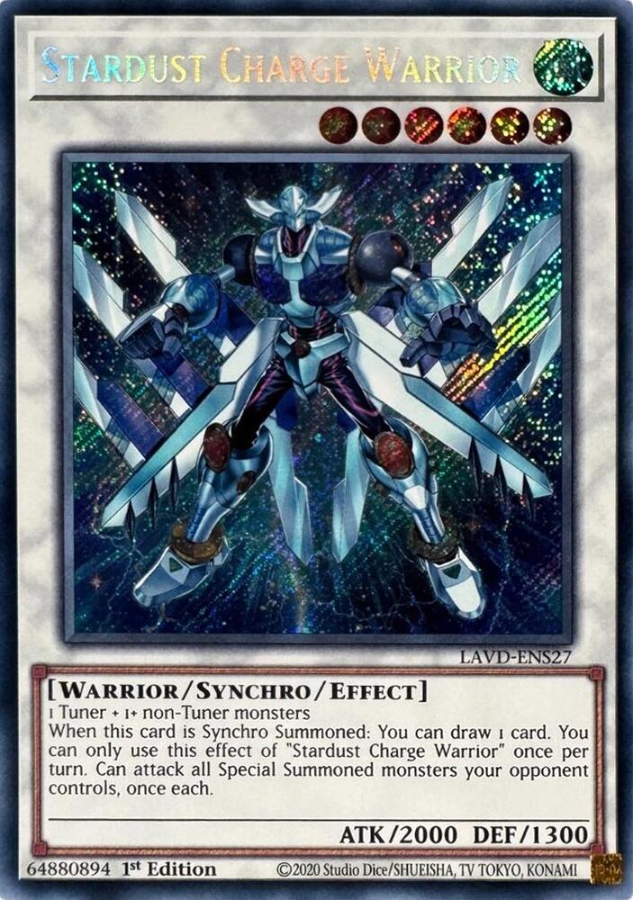 Stardust Charge Warrior (Secret Rare) (LAVD-ENS27) [Legendary Arc-V Decks]