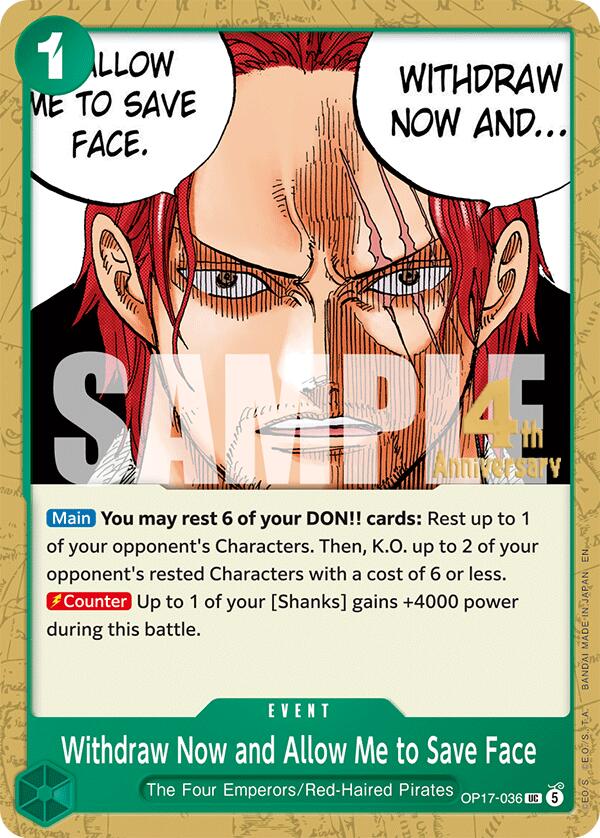 Withdraw Now and Allow Me to Save Face (OP17-036) [The World's Strongest Warriors Release Event Cards]
