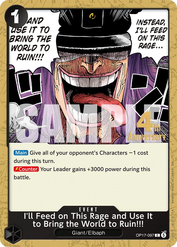 I'll Feed on This Rage and Use It to Bring the World to Ruin!!! (OP17-097) [The World's Strongest Warriors Release Event Cards]