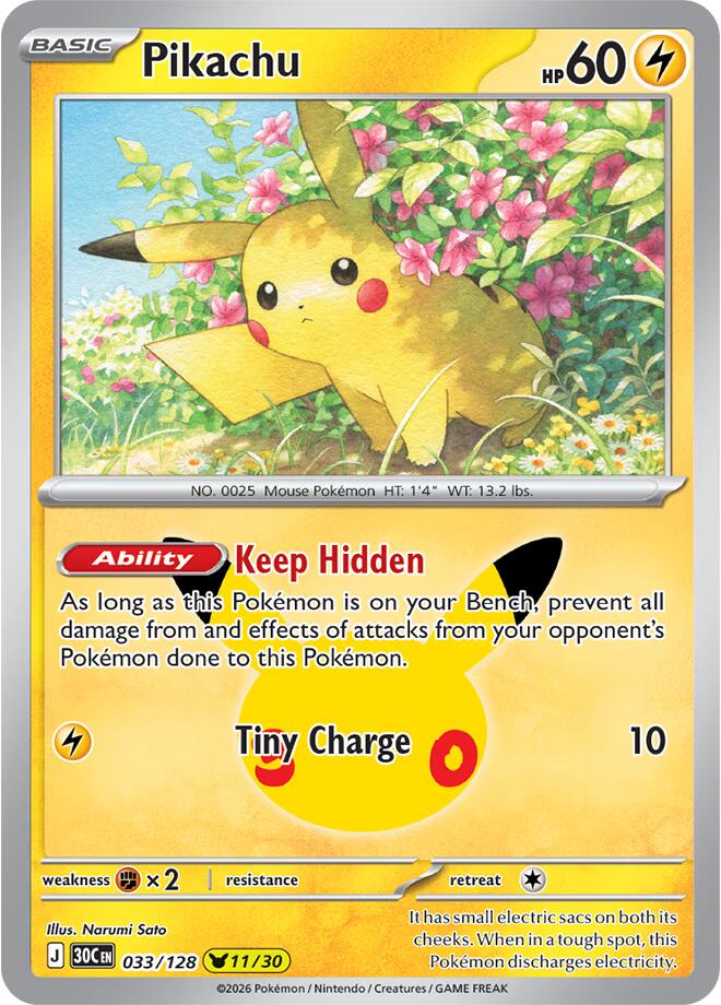 Pikachu - 033/128 (033/128) [ME: 30th Celebration]