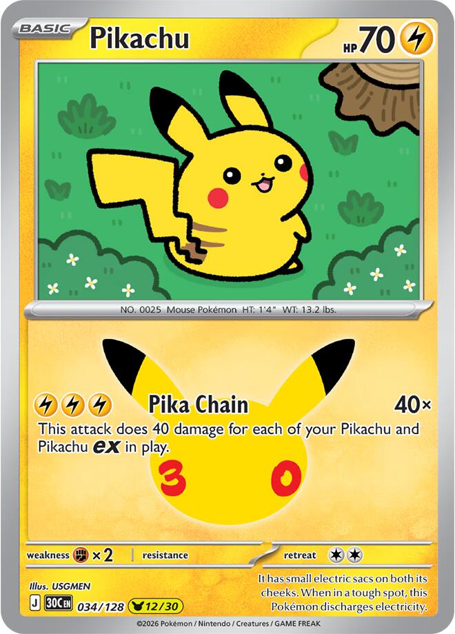 Pikachu - 034/128 (034/128) [ME: 30th Celebration]