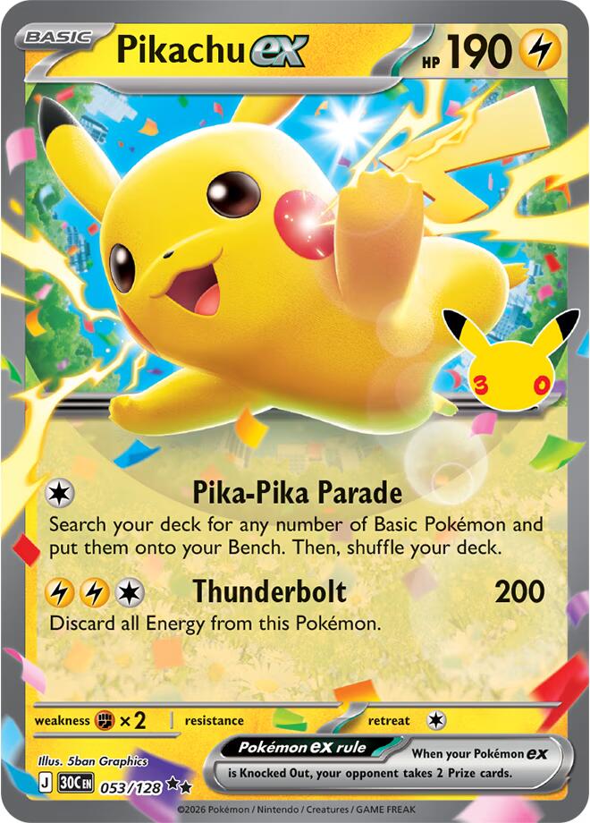 Pikachu ex - 053/128 (053/128) [ME: 30th Celebration]