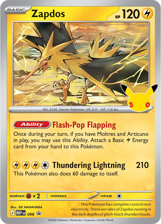 Zapdos - 098 (30th Celebration) (098) [ME: Mega Evolution Promo]