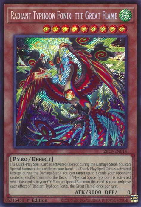 Radiant Typhoon Fonix, the Great Flame (Secret Rare) (26LP-EN014) [Limited Pack World Championship 2026]