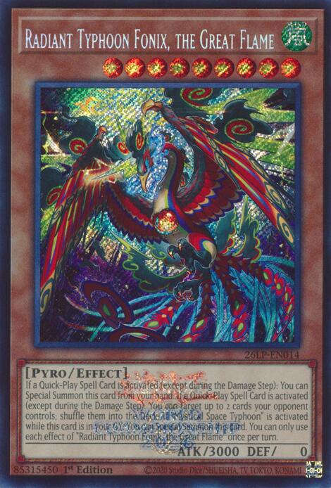 Radiant Typhoon Fonix, the Great Flame (Emblazoned Secret Rare) (26LP-EN014) [Limited Pack World Championship 2026]