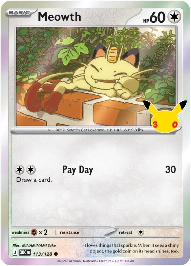 Meowth - 113/128 (113/128) [ME: 30th Celebration]