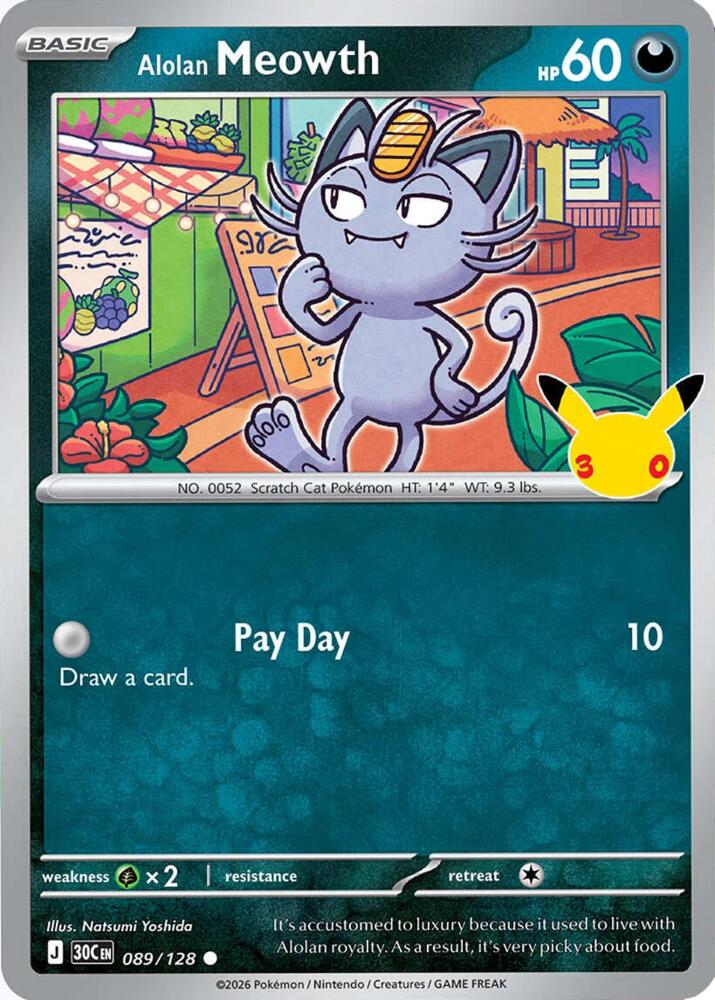 Alolan Meowth - 089/128 (089/128) [ME: 30th Celebration]