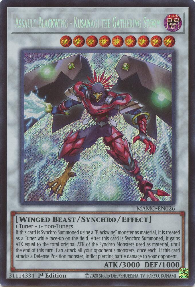 Assault Blackwing - Kusanagi the Gathering Storm (Secret Rare) (MAMO-EN026) [Magnificent Monsters]