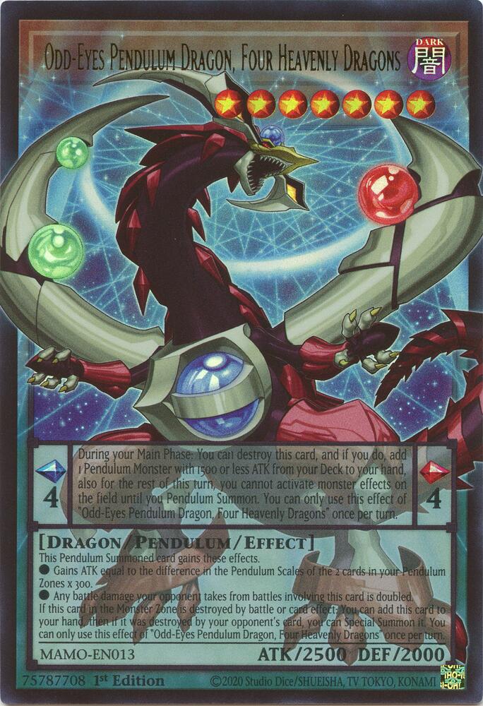 Odd-Eyes Pendulum Dragon, Four Heavenly Dragons (Extended Art) (MAMO-EN013) [Magnificent Monsters]