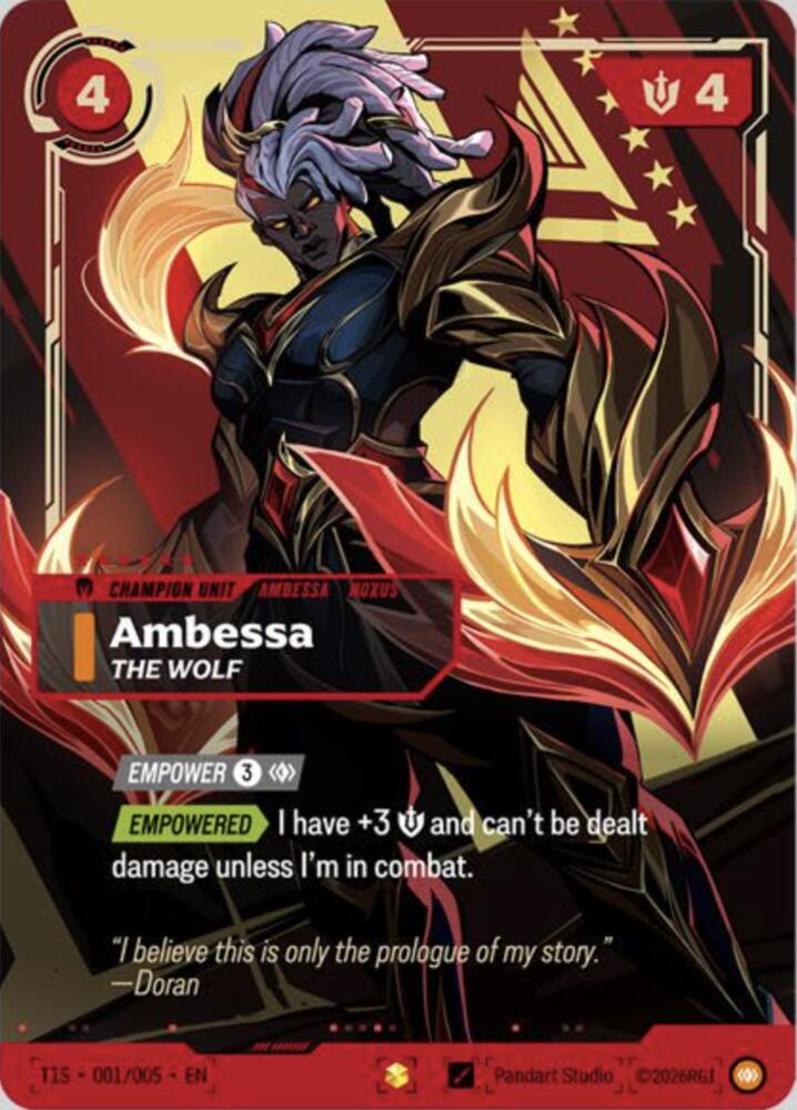 Ambessa, The Wolf (T1 Worlds Champion Signature Edition Bundle) (T1S 001/005) [Riftbound Promotional Cards]