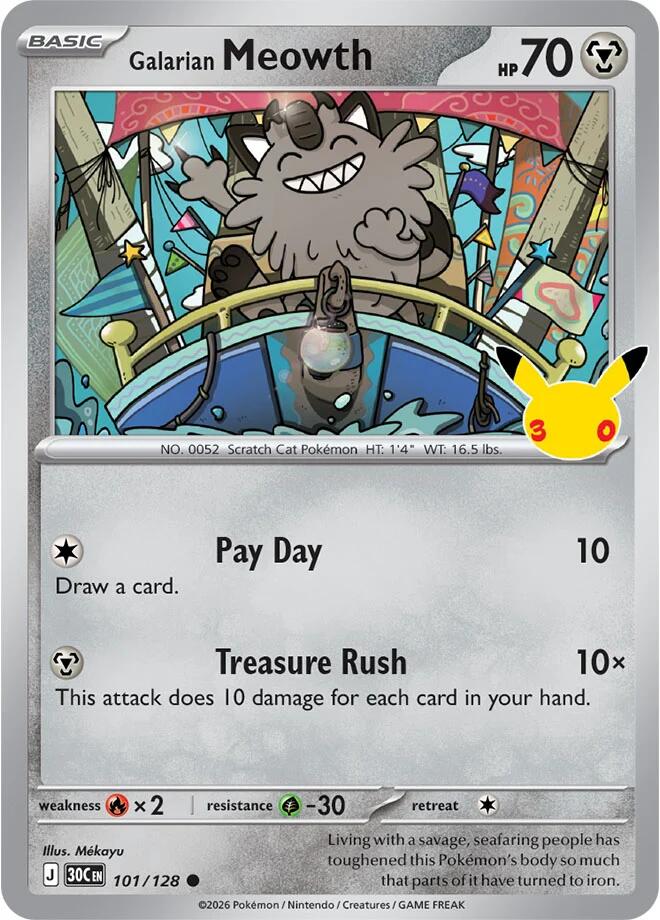 Galarian Meowth - 101/128 (101/128) [ME: 30th Celebration]