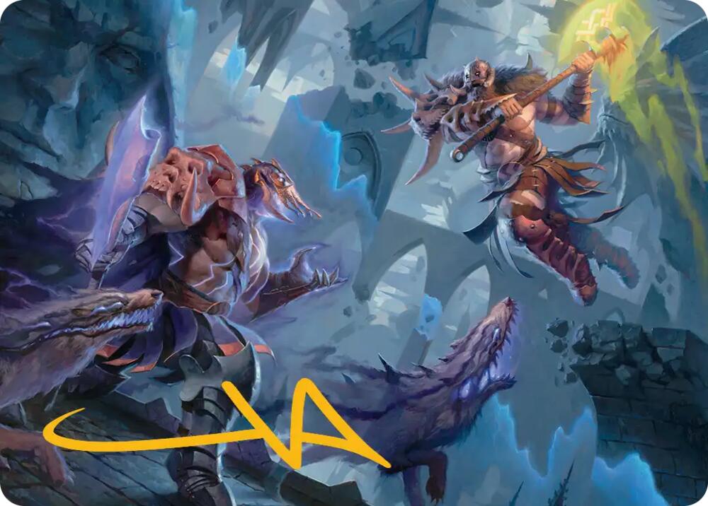 Garruk, Veiled Butcher // Garruk, Curse Breaker Art Card (Gold-Stamped Signature) (32) [Art Series: Reality Fracture]