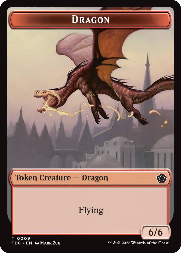 Dragon (0009) // Treasure Double-Sided Token (9 // 16) [Commander: Foundations]