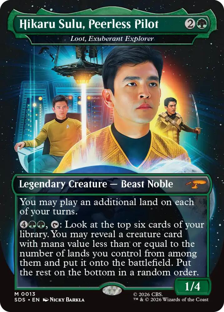 Hikaru Sulu, Peerless Pilot - Loot, Exuberant Explorer (Borderless) (13) [Star Trek: Stardates]