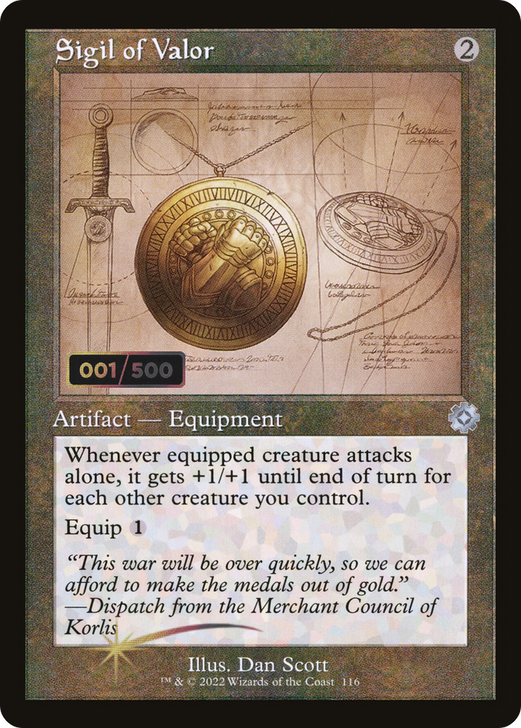 Sigil of Valor (Schematic) (Serial Numbered) (BRR-116Z) - The Brothers' War Retro Artifacts Foil