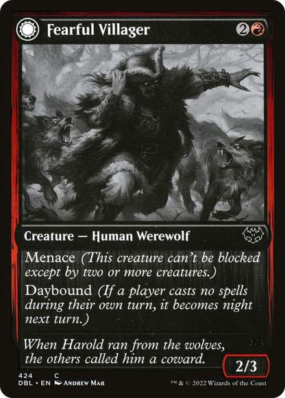 Fearful Villager (DBL-424) - Innistrad: Double Feature: (Double Faced Transform) Foil