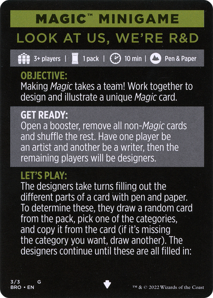 Look at Us, We're R&D // Look at Us, We're R&D (cont'd) (MBRO-003) - The Brothers' War Minigames Foil