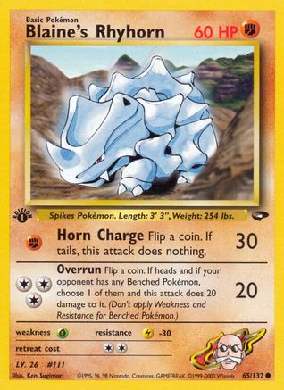 Blaine's Rhyhorn 065/132  - 1st Edition Gym Challenge - Common