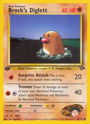 Brock's Diglett 067/132  - 1st Edition Gym Challenge - Common