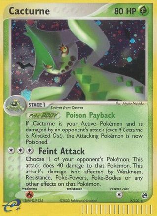 Cacturne 002  - Reverse Holofoil Sandstorm - Holo Rare