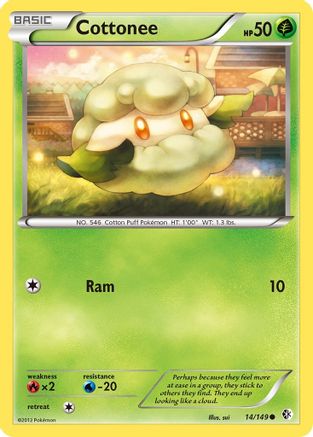Cottonee 014  - Reverse Holofoil Boundaries Crossed - Common
