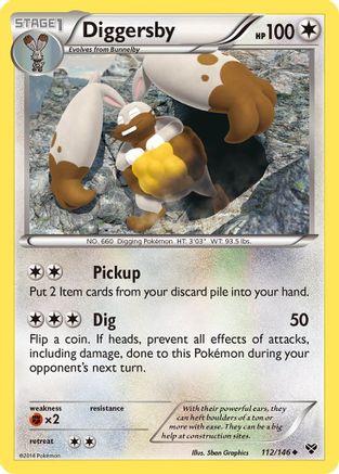 Diggersby 112  - Reverse Holofoil XY Base Set - Uncommon