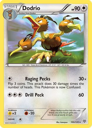 Dodrio 100  - Reverse Holofoil Plasma Storm - Rare