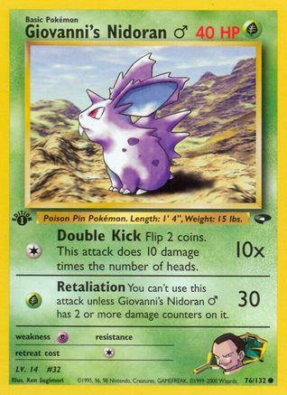 Giovanni's Nidoran M 076/132  - 1st Edition Gym Challenge - Common