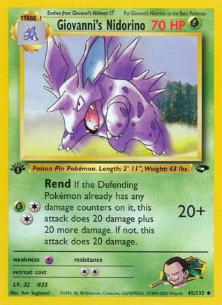 Giovanni's Nidorino 045/132  - 1st Edition Gym Challenge - Uncommon