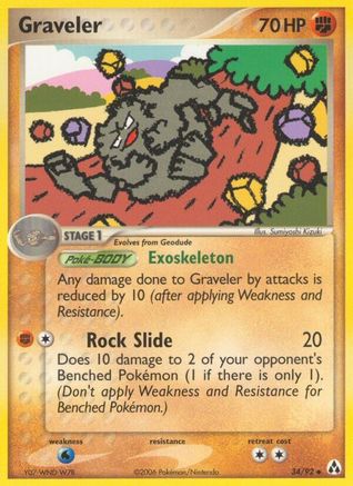 Graveler 034/92  - Reverse Holofoil Legend Maker - Uncommon