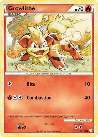 Growlithe 065/123  - Reverse Holofoil HeartGold SoulSilver - Common