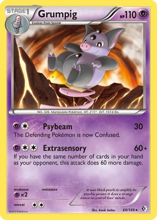 Grumpig 060  - Reverse Holofoil Boundaries Crossed - Rare