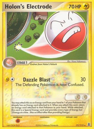 Holon's Electrode 021/113  - Reverse Holofoil Delta Species - Rare
