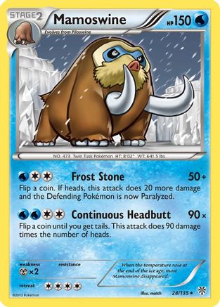 Mamoswine 028  - Reverse Holofoil Plasma Storm - Rare