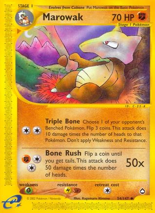 Marowak 054  - Reverse Holofoil Aquapolis - Uncommon