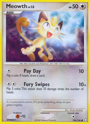 Meowth 106/146  - Reverse Holofoil Legends Awakened - Common