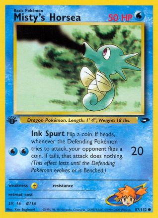 Misty's Horsea 087/132  - 1st Edition Gym Challenge - Common