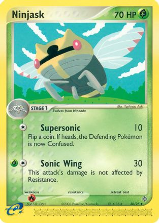 Ninjask 038/97  - Reverse Holofoil Dragon - Uncommon